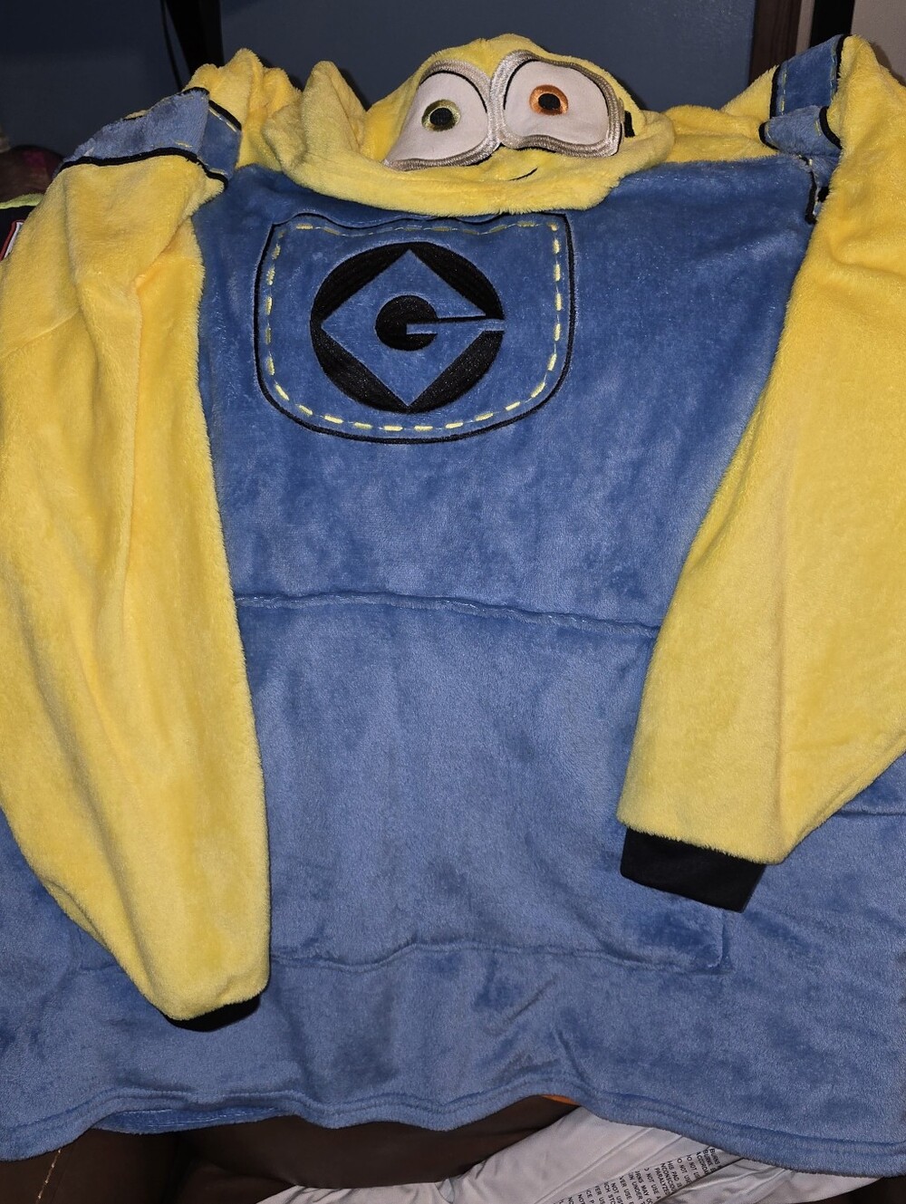 Minions Despicable Me Plush Hoodie Pullover Costume Adult OSFM Blanket GUC